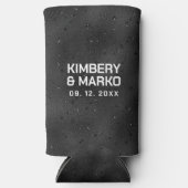 Glam zwarte textuur met enkels seltzer blikjeskoeler (Voorkant)