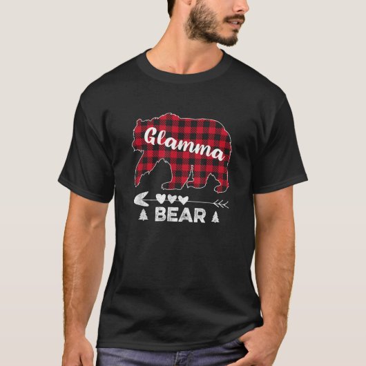 Glamma Beer Kerst Rode Buffel Plaid Matching F T-shirt (Voorkant)