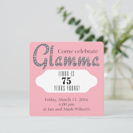 Glamma bling aangepaste uitnodiging (Staand voorkant)