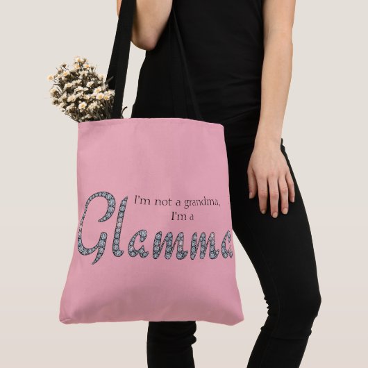 Glamma bling en douane achtergrondkleur tote bag (Dichtbij)