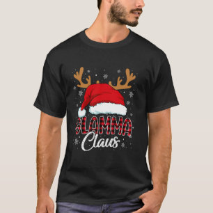Glamma Claus Santa Hat Rendier Red Plaid Matching T-shirt