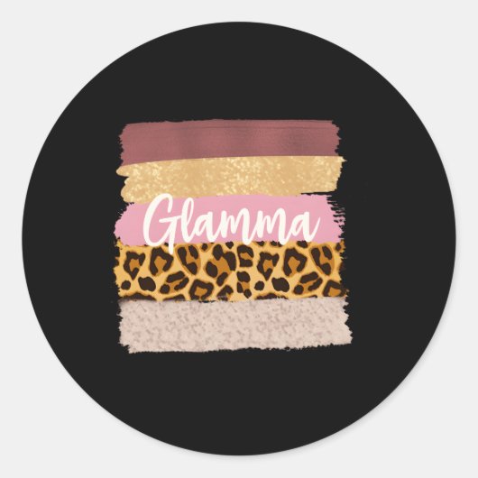 Glamma Glam Ma Nana Leopard Ronde Sticker (Voorkant)