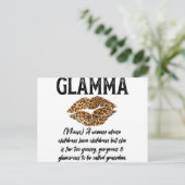 Glamma Leopard Lips Kiss- Glam-Ma Description- Mot Briefkaart (Staand voorkant)