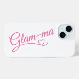 Glamma roze op wit iPhone 15 case