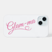 Glamma roze op wit iPhone 15 case (Achterkant horizontaal)