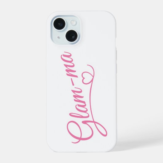 Glamma roze op wit iPhone 15 case (Achterkant)