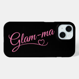 Glamma roze op zwart iPhone 15 case