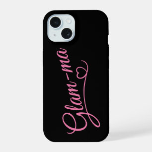 Glamma roze op zwart iPhone 15 case