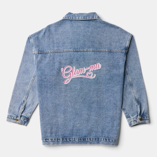 Glamma wit/roze denim jas denim jacket (Achterkant)