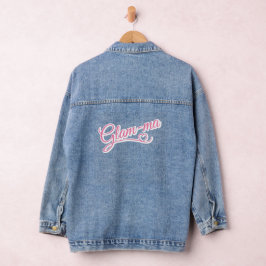 Glamma wit/roze denim jas denim jacket