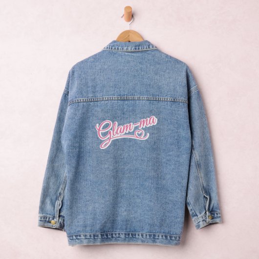 Glamma wit/roze denim jas denim jacket (Hangar)