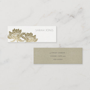 GLAMOORUS BORD GOLD WITTE LOTUS FLORAL ADRES MINI VISITEKAARTJE