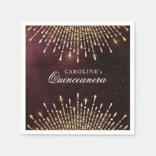 Glamor Art Deco Burgundy Quinceanera Servet