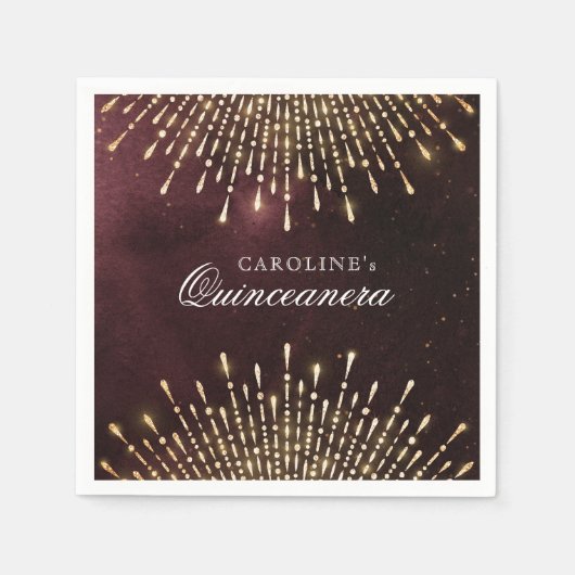 Glamor Art Deco Burgundy  Quinceanera Servet (Voorkant)