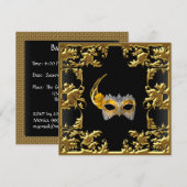 Glamor Ball Invitation Elegant Black Gold Kaart (Voorkant / Achterkant)