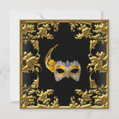 Glamor Ball Invitation Elegant Black Gold Kaart (Voorkant)