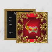 Glamor Ball Invitation Elegant Red Black Gold Kaart (Voorkant / Achterkant)