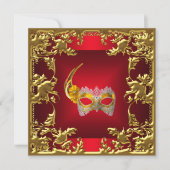 Glamor Ball Invitation Elegant Red Black Gold Kaart (Voorkant)