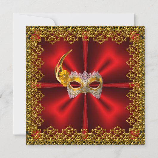 Glamor Ball Invitation Elegant Red Gold Kaart (Voorkant)