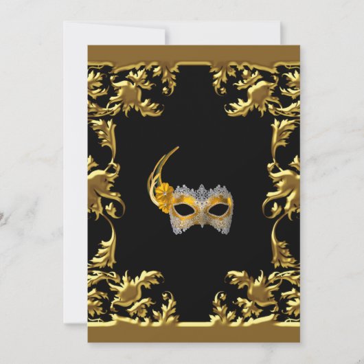 Glamor Ball Masquerade Elegant Black Gold Kaart (Voorkant)