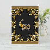 Glamor Ball Masquerade Elegant Black Gold Kaart (Staand voorkant)