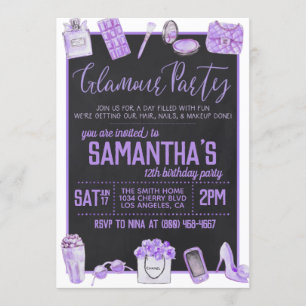 Glamor Birthday Party Invitation Kaart