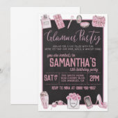 Glamor Birthday Party Invitation Kaart (Voorkant / Achterkant)