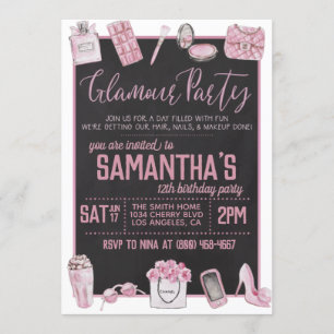 Glamor Birthday Party Invitation Kaart