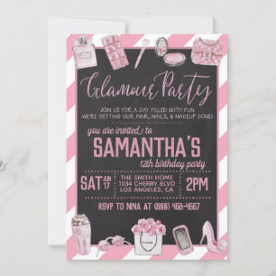 Glamor Birthday Party Invitation Kaart