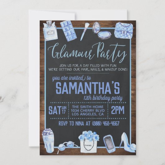 Glamor Birthday Party Invitation Kaart (Voorkant)