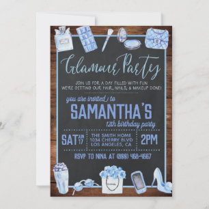 Glamor Birthday Party Invitation Kaart