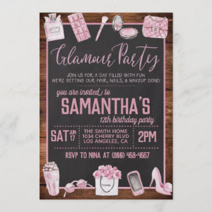 Glamor Birthday Party Invitation Kaart