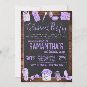 Glamor Birthday Party Invitation Kaart