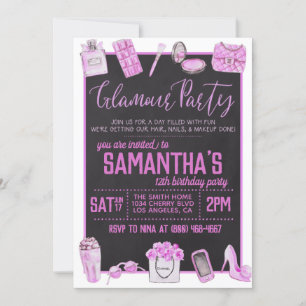 Glamor Birthday Party Invitation Kaart
