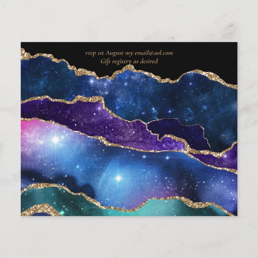 Glamor Blue Gold Agate Wedding nodigt CHEAP uit (Achterkant)