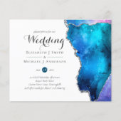 Glamor Blue Gold Agate Wedding nodigt CHEAP uit (Voorkant)