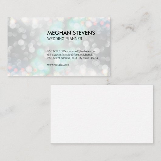Glamor Bokeh Wedding Planner Afsprakenkaartje (Voorkant / Achterkant)