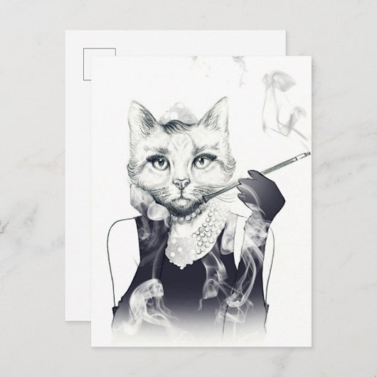 Glamor Cat Briefkaart (Voorkant / Achterkant)