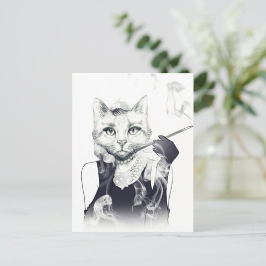 Glamor Cat Briefkaart (Staand voorkant)