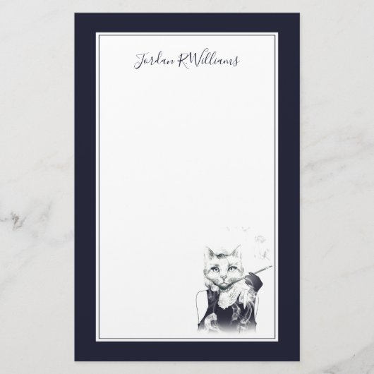 Glamor Cat | Jouw namen toevoegen Briefpapier (Voorkant)