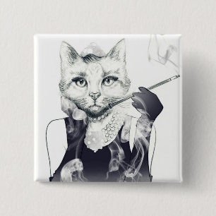 Glamor Cat Vierkante Button 5,1 Cm
