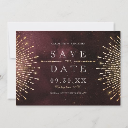 Glamor Deco Burgundy  Save the Date (Voorkant)
