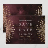 Glamor Deco Burgundy  Save the Date (Voorkant / Achterkant)