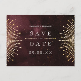 Glamor Deco Burgundy Save the Date Aankondigingskaart
