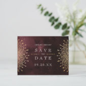 Glamor Deco Burgundy  Save the Date Aankondigingskaart (Staand voorkant)