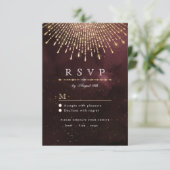 Glamor Deco Burgundy Vintage bruiloft RSVP Kaartje (Staand voorkant)