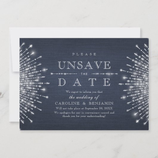Glamor Deco Navy blue  Unsave the Date Save The Date (Voorkant)