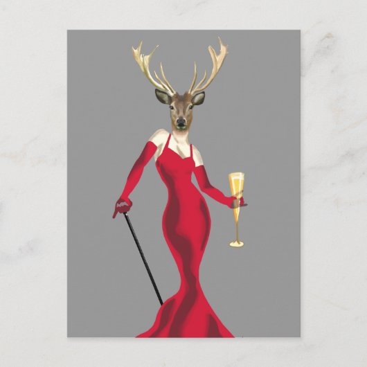 Glamor Deer in het rood Briefkaart (Voorkant)