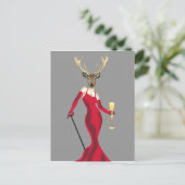 Glamor Deer in het rood Briefkaart (Staand voorkant)