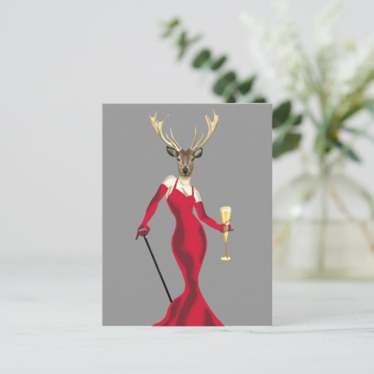 Glamor Deer in het rood Briefkaart (Staand voorkant)